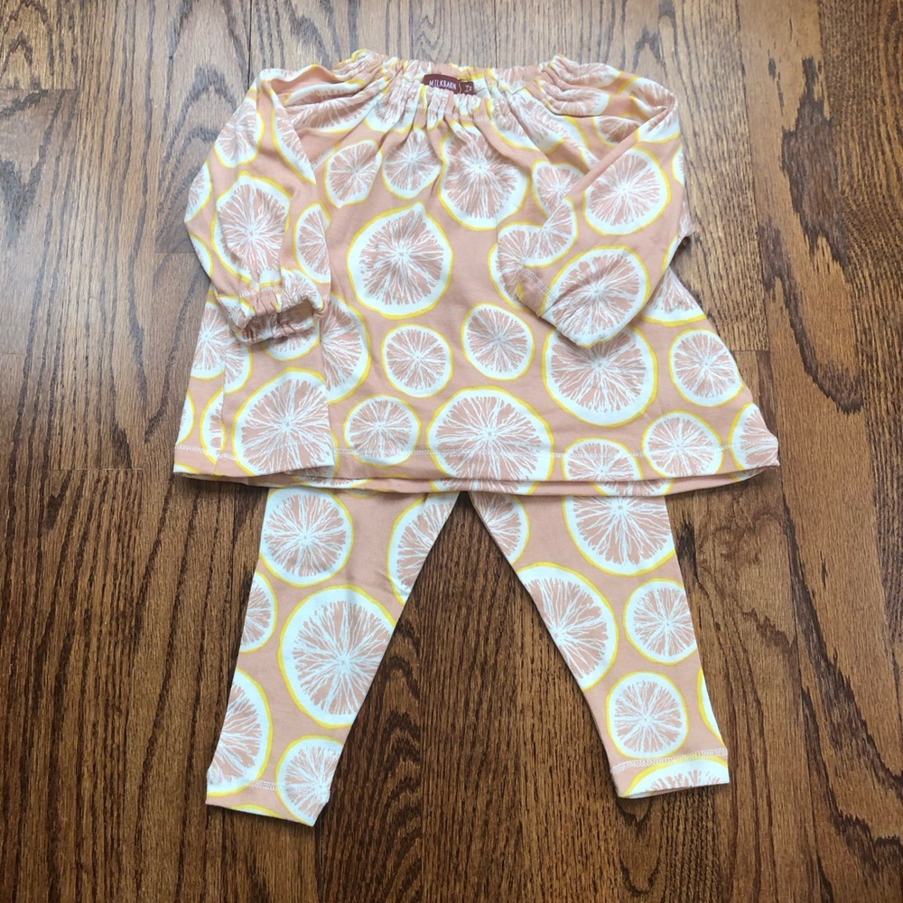 NEW Milkbarn Grapefruit Dress & Leggings Set 3-6 Months